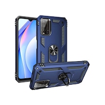 Xiaomi Redmi 9t Kılıf Kamera Koruyucu Manyetik Standlı Tank Koruma Pazarplus Mavi