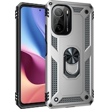 Xiaomi Poco F3 Uyumlu Kılıf Sofya Yüzüklü Silikon Kapak - Gümüş