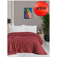 Mulberry Waflle Desenli Pike Battaniye %100 Pamuk Kalın İplik Yumuşak Battal Boy 240 X 260 Kırmızı