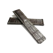 Tag-heuer Uyumlu 22-18 Beyaz Dikişli Koyu Kahverengi Hakiki Dana Derisi 14 Koyu Kahverengi
