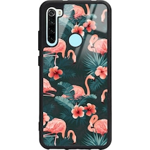 Xiaomi Redmi Note 8 Flamingo Leaf Tasarımlı Glossy Telefon Kılıfı Siyah