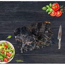 Saban Yaldızlı Mermer Görünümlü Cam Kesme Tahtası Cam Kesme Tablası 20 cm X 30 cm