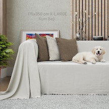 Kaymaz Koltuk Örtüsü Çift Taraflı Mikrofiber Şönil 175x350 Cm Xl- Kumbeji Kedi Köpek Ve Çocuk Dostu Kum Beji