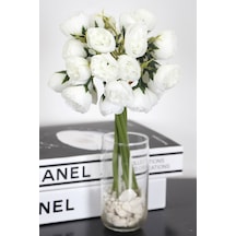 Yapay 27li Mini Kafa Erengül Demeti 30 Cm Beyaz Beyaz