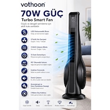 Turbo Smart Akıllı Fan Led Ekranlı Kumandalı 90 Hareketli Serinletici Soğutucu Kule Tipi Vantilatör Çok Renkli