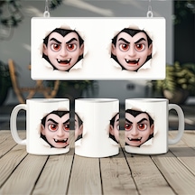 3 Boyutlu Dracula Yüzü Kupa Bardak Karanlık Tasarım Bardak - Kabartmasız Beyaz