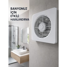 20 W Havalandırma Fanı 150 Mm Bağlantı Çapı 20,8 X 20,8 Cm Dekoratif Aspiratör Beyaz