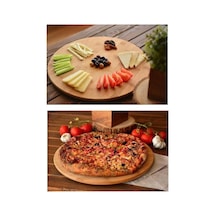 Deconox 36cm Dönerli Bambu Yuvarlak Pizza Ve Sunum Tepsisi, 360 Derece Dönebilen Kahvaltı Sunum, Pizza Sunum Ve Böre Çok Renkli