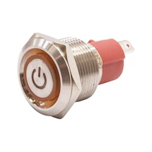 Motorobit 19D-P1Z-Ec 19Mm Düz Anahtarlı Işıklı Power Metal Buton - Sarı