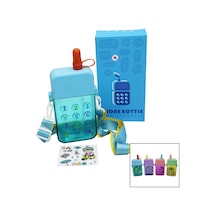 Telefon Modeli Renkli Mika Kristal Suluk Matara Pipetli - Vidalı Kapak - Askılı 300ml Bx40