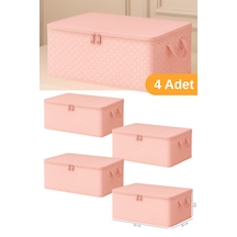 Serstil 4 Adet -pembe Puantiyeli Büyük Boy Baza Altı Ve Çekyat Tipi Hurç 65 X 45 X 22 Cm Pembe Puantiye