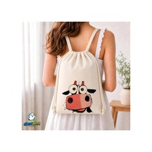 Ghostbastır Design İnekli Büzgülü Keten Çanta C123 Bej