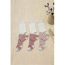 Cocole Socks Kız Bebek Külotlu Çorabı 3'lü Set Pamuklu Mercan 0-24 Ay Çok Renkli