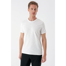 Efor Slim Fit Bisiklet Yaka Sıva Dokuma Pamuklu Ekru Tişört Ts 882 Ekru