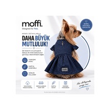 Pamuklu Kedi Ve Küçük Irk Köpek Elbisesi - Lacivert Benekli