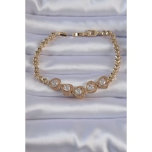 Mey İthalat Pirinç Gold Renk İçi Zirkon Taşlı Kalp Figürlü Bileklik - Özel Seri Meyeb668fc4d24881d814a5089327 Altın