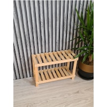 Ahşap Dekoratif Doğal Ahşap 2'li Ayakkabılık, Raf,antre,balkon Düzenleyici Doğal Ahşap