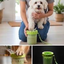 Köpek Pati Yıkama Kabı Yumuşak Silikon Fırçalı Taşınabilir Ayak Temizleyici