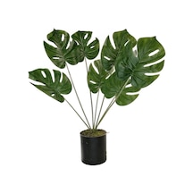 Yapay Çiçek Monstera Deve Tabanı Siyah Saksılı Salon Çiçeği 7 Yap