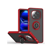 Newface Xiaomi Redmi Note 14 Pro 4g Kılıf Montreal Yüzüklü Silikon Kapak - Kırmızı