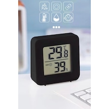 Mini Lcd Dijital Sıcaklık Nem Ölçer Termometre Higrometre - Duvara Takılabilir Siyah
