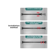 Qingmipy Stainless Steel Yeşil Uzayabilir Örtü Çubuğu - Duş Perdesi, Giysi Kurutma, 110-200cm, Delmezsiz Montaj Siyah