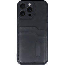 Apple İphone 16 Pro Kılıf Sara Kartvizitli Deri Kılıf - Siyah 0.2M-Çok Renkli