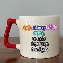 Mor Mürekkep Ayağa Kalkmayı Bildiğin Sürece Baskılı Kadınlar Günü Kırmızı Kulplu D Kupa