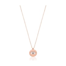 Zirkon Taşlı Rose Altın Kaplamalı Göz Gümüş Kolye Gold - Rose Gold - Gümüş