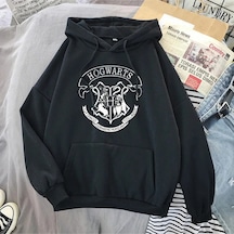 Startmore Beyaz Hogwarts Printed Autumn Winter Long Siyah