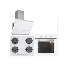 Silverline BO6503W01 - CS5436W01 - 3420 Classy 60 CM Beyaz Cam Ankastre Set
