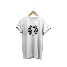 Yol Baskılı Beyaz T-shirt Beyaz