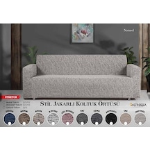 Strech Stil Jakarlı Koltuk Örtüsü - Naturel Gri