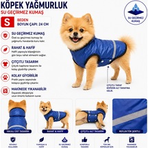 Köpek Yağmurluk S Beden Boyun Çapı 24 Cm Su Geçirmez Reflektörlü Çıtçıtlı - Mavi