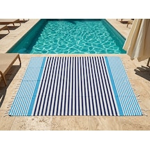 Ludıa Çizgili Desen %100 Pamuk Peştemal Havlu 100x190 Cm Büyük Boy Mavi-beyaz-lacivert