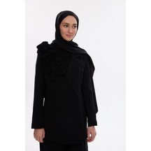 Mirsoy Scarf İpeksi Jakar Şal V Desen Siyah