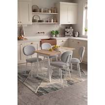 Vilinze Deniz Sandalye Biga Mdf Sabit Metal Ayak Mutfak Masası Takımı - 70x120 Cmbiga70120yr-bn-lkn01-beyaz-dnz-saçıkgri Sigma Açık Gri