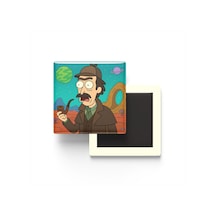 Sherlock Holmes - 9x9 Cm Baskılı Kare Buzdolap Magneti