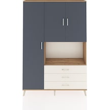Arges Dolap 6 Raflı 3 Çekmeceli 3 Kapaklı 132x30x195 Çam-antrasit/aytaşı Antrasıt/aytası