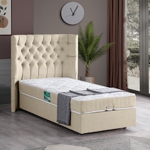 Setaymobilya Baza, Matilda Tek Kişilik Baza + Başlık + Comfort Yatak, Krem