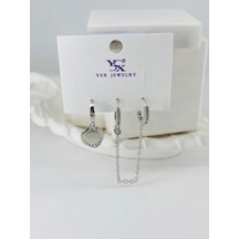 Zirkon Taşlı Üçlü Kombin Küpe - Kp00432 Çok Renkli