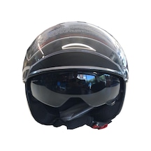 Yarım Açık Güneş Vizörlü Motosiklet Kaskı Siyah - S Beden