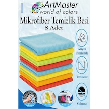 Mikrofiber Temizlik Bezi 8 Adet Renkli Mikrofiber Bez 40x40cm Mutfak Bezi Kurulama Bezi Cam Bezi Leke Tutmaz İz Bırakmaz Çok Renkli