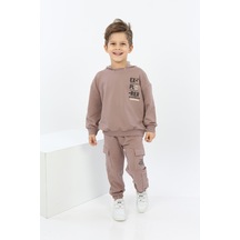 Toontoy Kids Toontoy Erkek Çocuk Explorer Baskılı Eşofman Takım Kahverengi