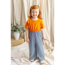 Oliven The Kid Oliventhekid Turuncu Kısa Kol Altı Kareli Desen Tek Parça Tulum Turuncu Turuncu