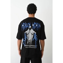 Wear Vexel Erkek Baskılı Oversize Kısa Kol T-shirt - Siyah Çok Renkli