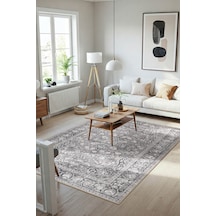 Stonart Eskitme Vintage Desenli Gri Otantik Yıkanabilir Şönil Halı Al 451 gri