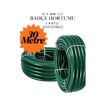 30 Metre Dayanıklı 3 Katlı Bahçe Hortumu 1/2" 12.5 Mm Sağlam Klasik Sulama Hortumu Ve Yıkama Hortumu