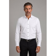 Bisse Beyaz Regular Fit Pamuk Cepsiz Uzun Kollu Yaka Gömlek Gmsmk250001 D01