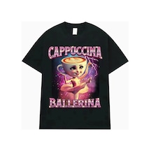 Tarzsokak Siyah Cappuccina Balerin Komik İtalyan Brainrot Meme T Siyah